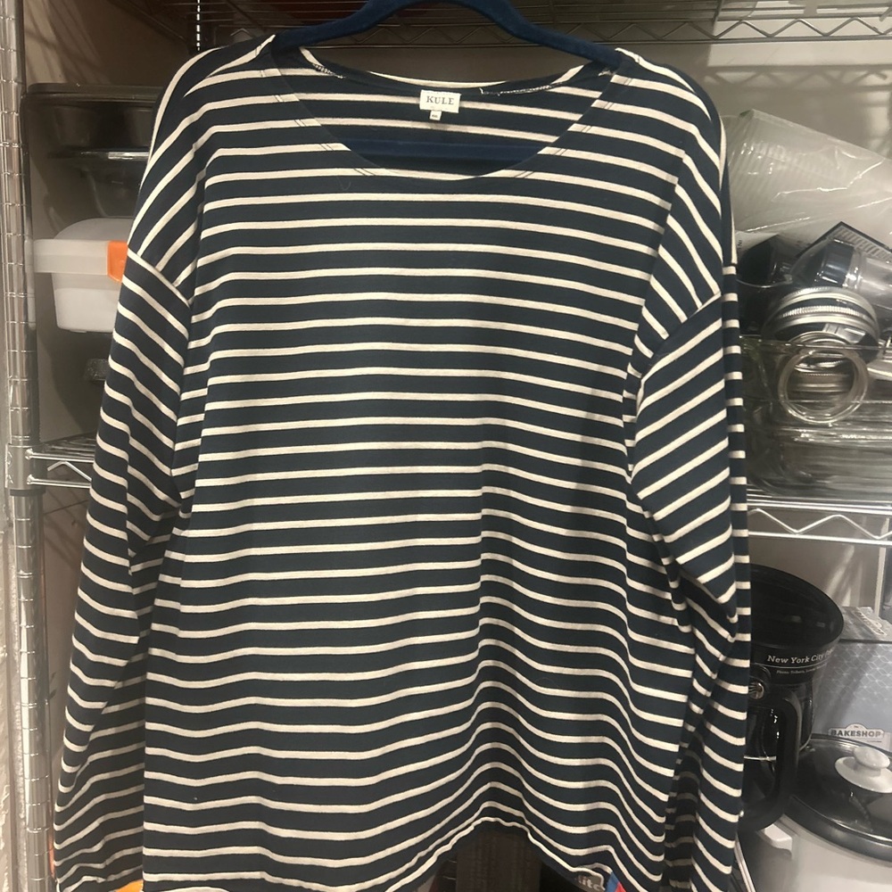 Kule Navy and White Striped classic boatneck